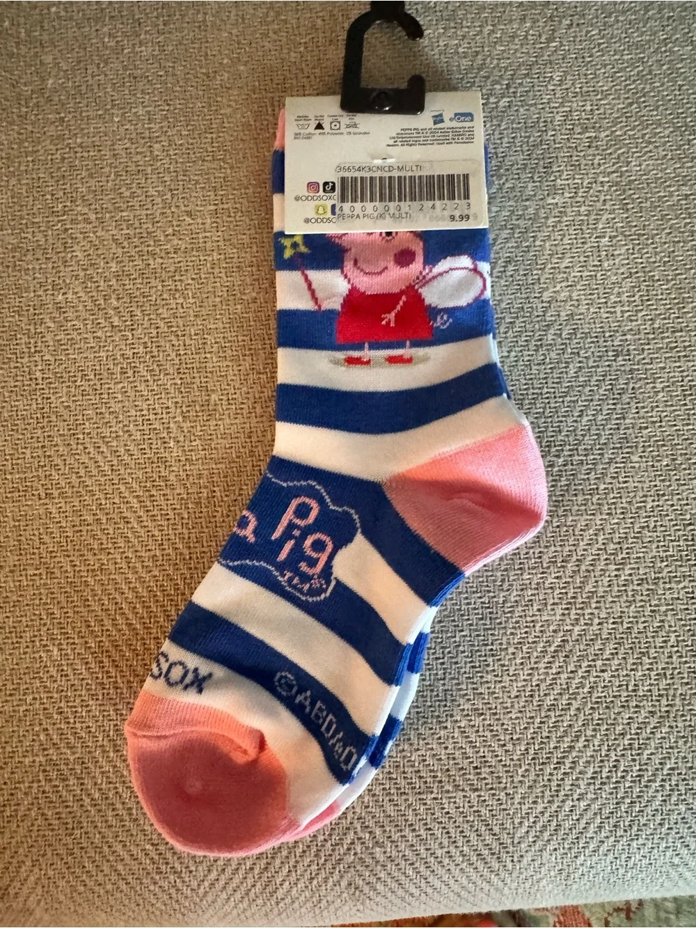 NWT ODD SOCKS Brand Peppa Pig Cool Socks Unisex size 11+